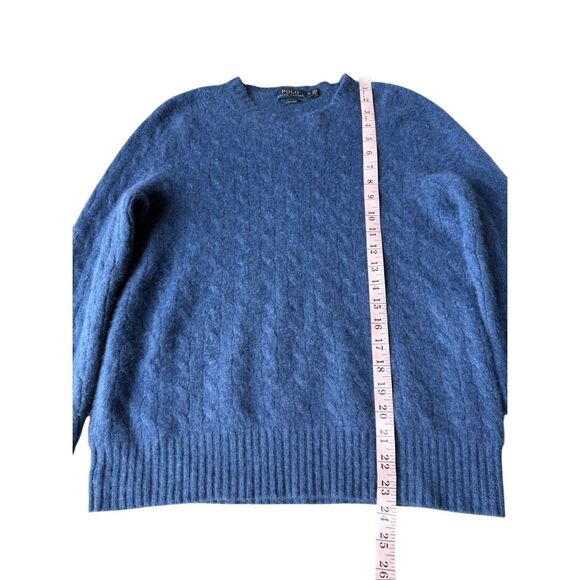 Polo Ralph Lauren Blue 100% Fuzzy Textured Cashmere Sweater Size L - Picture 7 of 9